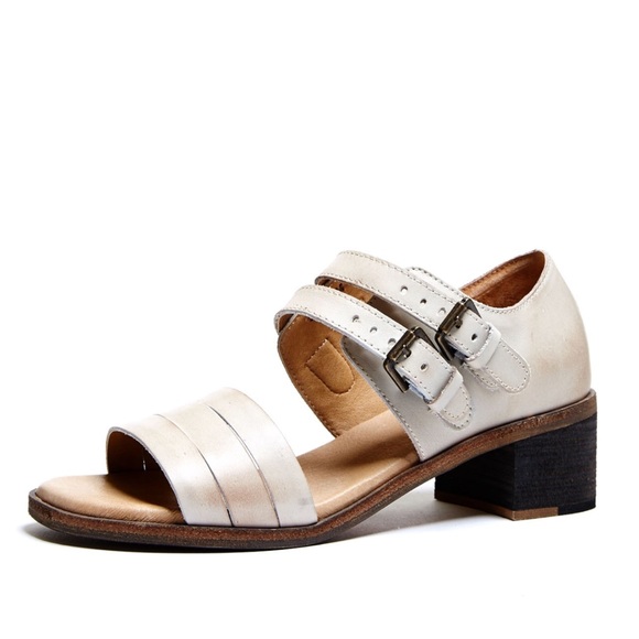 Distressed Leather Open Toe Buckled Mule Bootie - Picture 2 of 4